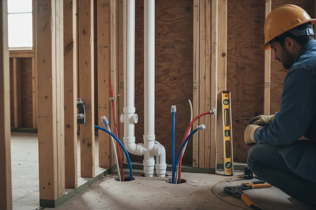 Drain and supply rough-in during Leak Detection in Mount Braddock